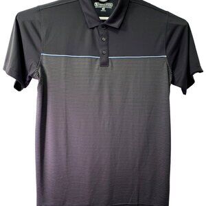 Mens Polo Shirt XL Gray & Black Pebble Beach Striped Golf Pull Over NWOT